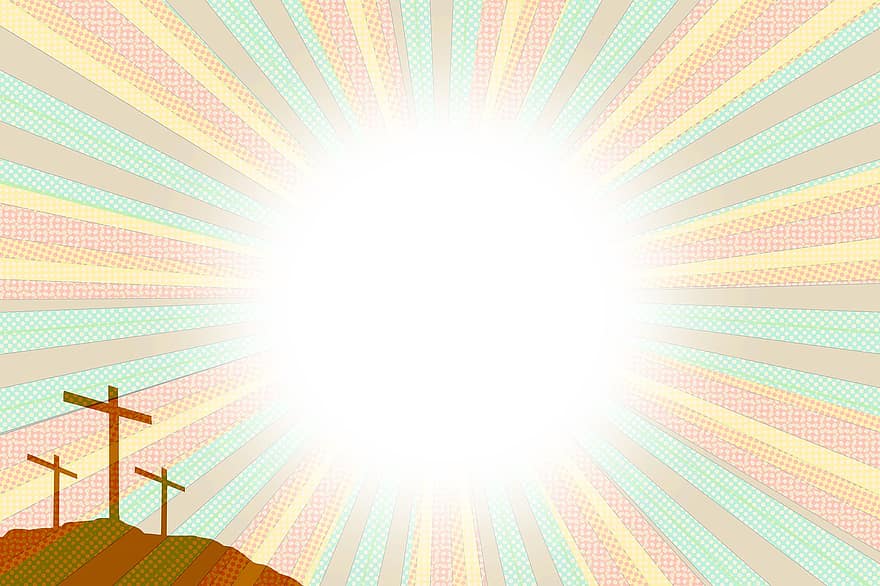 creu, Pasqua, núvols, fe, Crist, Déu, jesús, sol, llum, cel, crucifixió