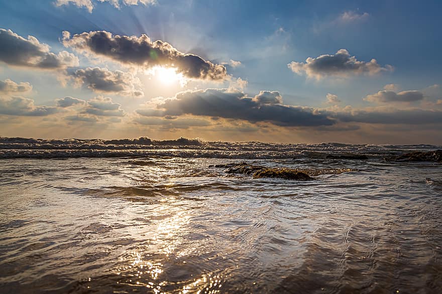 mar, oceano, ondas, costa, natureza, Israel