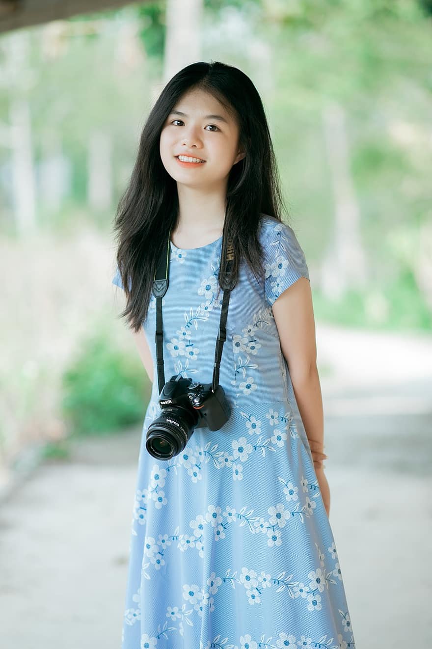con gái, nụ cười, Máy ảnh, nhiếp ảnh gia, Việt Nam, langson, một người, thiết bị đồ họa, mỉm cười, đàn bà, dễ thương