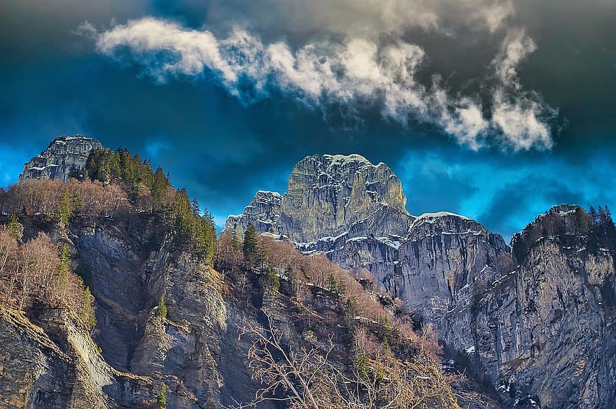 montagna, abete, natura, paesaggio, Sixt-ferro di cavallo, Haute-Savoie, Rhone-alpes, Alpi