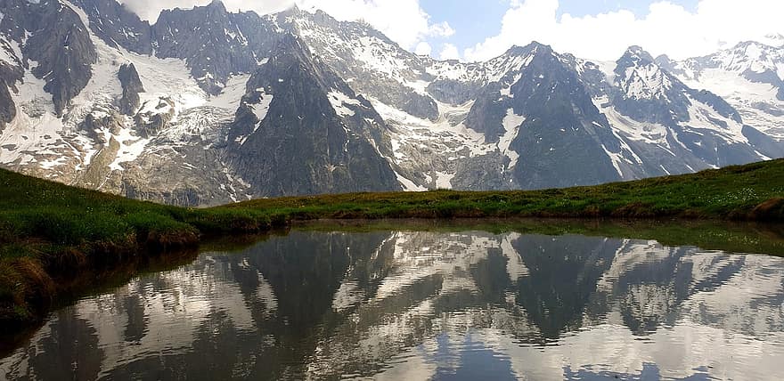 luonto, matkustaa, tutkiminen, ulkona, Alpit, vaellus, Tour De Mont Blanc, vuori, vuorenhuippu, maisema, vesi