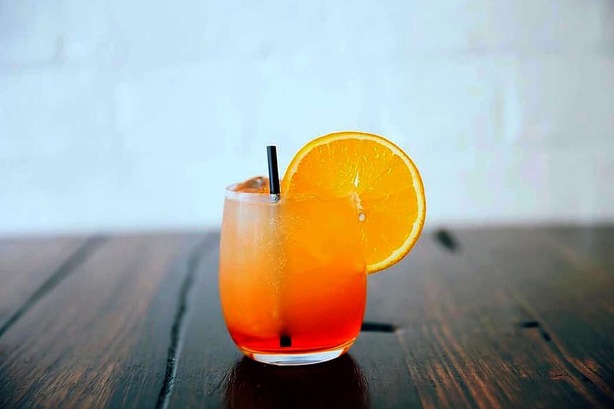 cocktail, drikke, glass, oransje, sitrus, frukt, juice, forfriskning, kald, strå, saftig