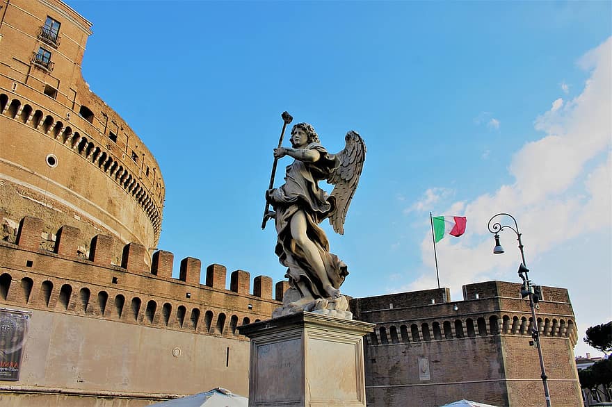 Parcul Adrian, castel, statuie, sculptură, Roma, Italia