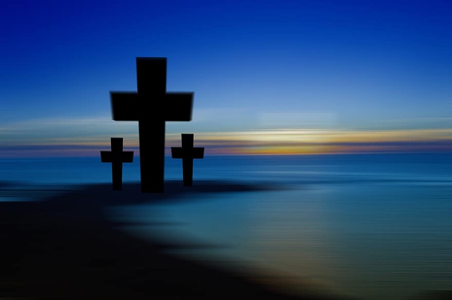 Cross, Sunset, Sunrise, Hill, Sky, Sun, Crucifixion, Resurrection, Bible, Christianity, Christ