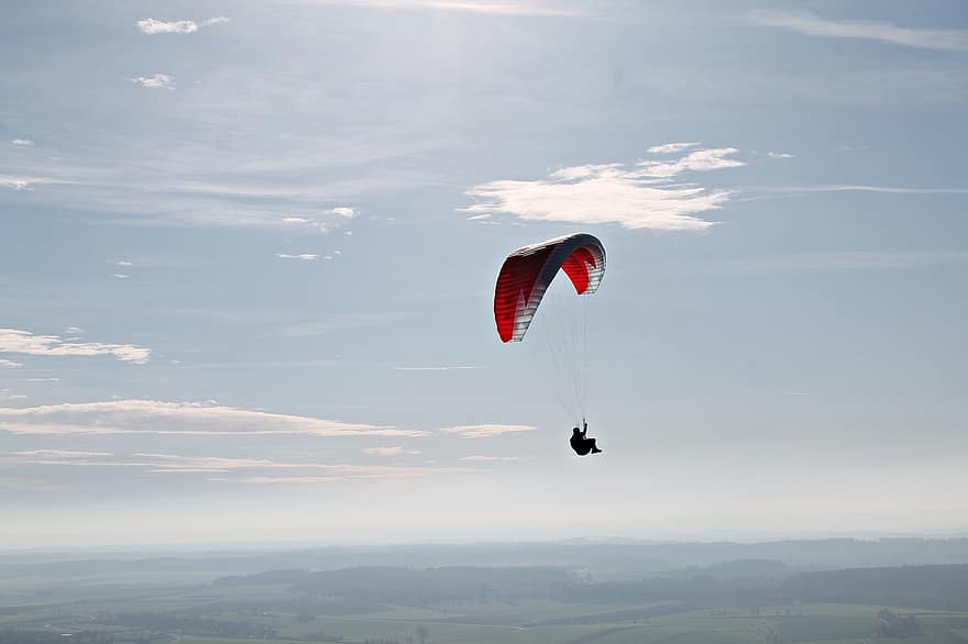 Skydiving, Parachute, Mountains, Paragliding, Sport, Sky, Leisure, Adventure, Fitness