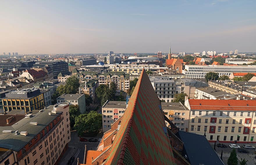 Stadtbild, Breslau, Polen, Luftaufnahme, Gebäude, die Architektur, Dächer