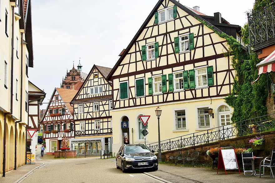 budynek, zabytkowe, starożytny, wioska, fasada, drewniany, architektura, z muru pruskiego, znane miejsce, na zewnątrz budynku, kultury
