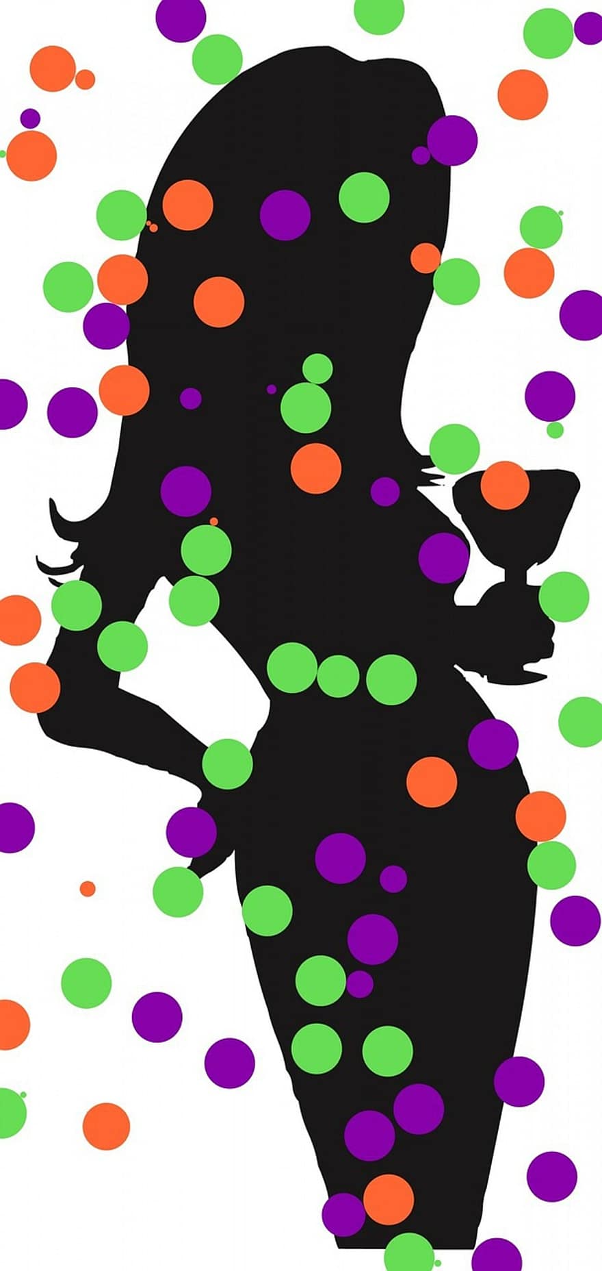femeie, siluetă, negru, sticlă, celebrare, sărbătorind, colorate