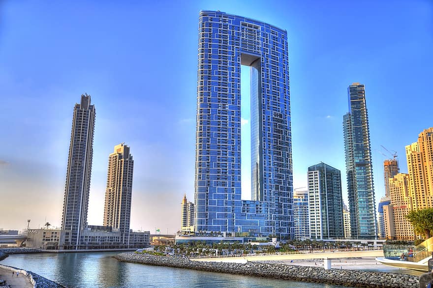 Dubai, strand, kamel, by, hdr, marina, skyline, ørken, Forenede Arabiske Emirater, forenet, arkitektur