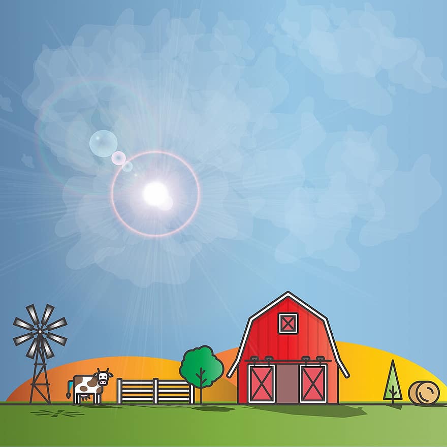 Farma Pozadí, hospodařit, stodola, zelená, vyrobit, zemědělství, Příroda, letní, přírodní, organický, jaro