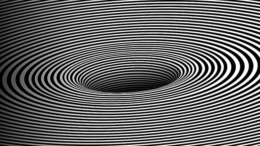 Black Hole, Art-optical, Black, White, Contrast, Black White, Illusion, Hole