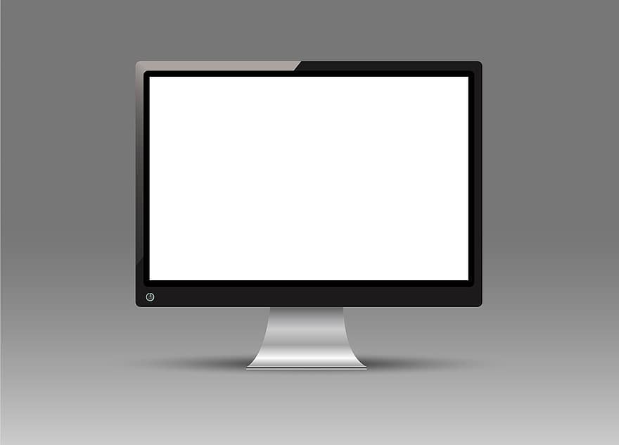 monitor, aislado, gris, Internet, tecnología, computacional, plano, ilustración, icono, objeto, diseño