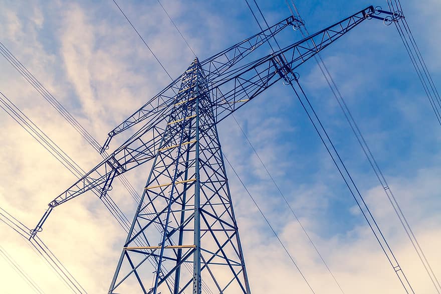 Transmission Tower, Cables, Sky, Pylon, Power Tower, Power Pole, Electricity, Current, Energy, High Voltage, Power Poles