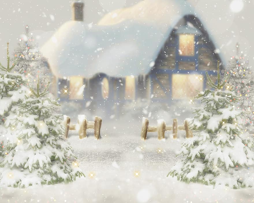 jul, jul bakgrund, digital bakgrund, snö, vinter-, december, snöig, dekoration, vit, julkort