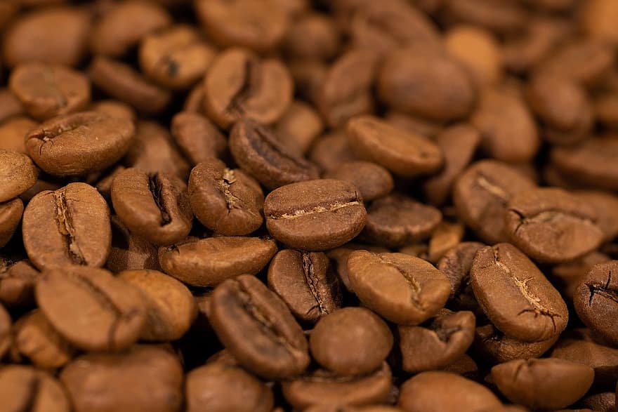 kava, kavos pupelės, kofeinas, Iš arti, pupelės, fonas, sėklos, makro, šviežumas, gerti, tamsus