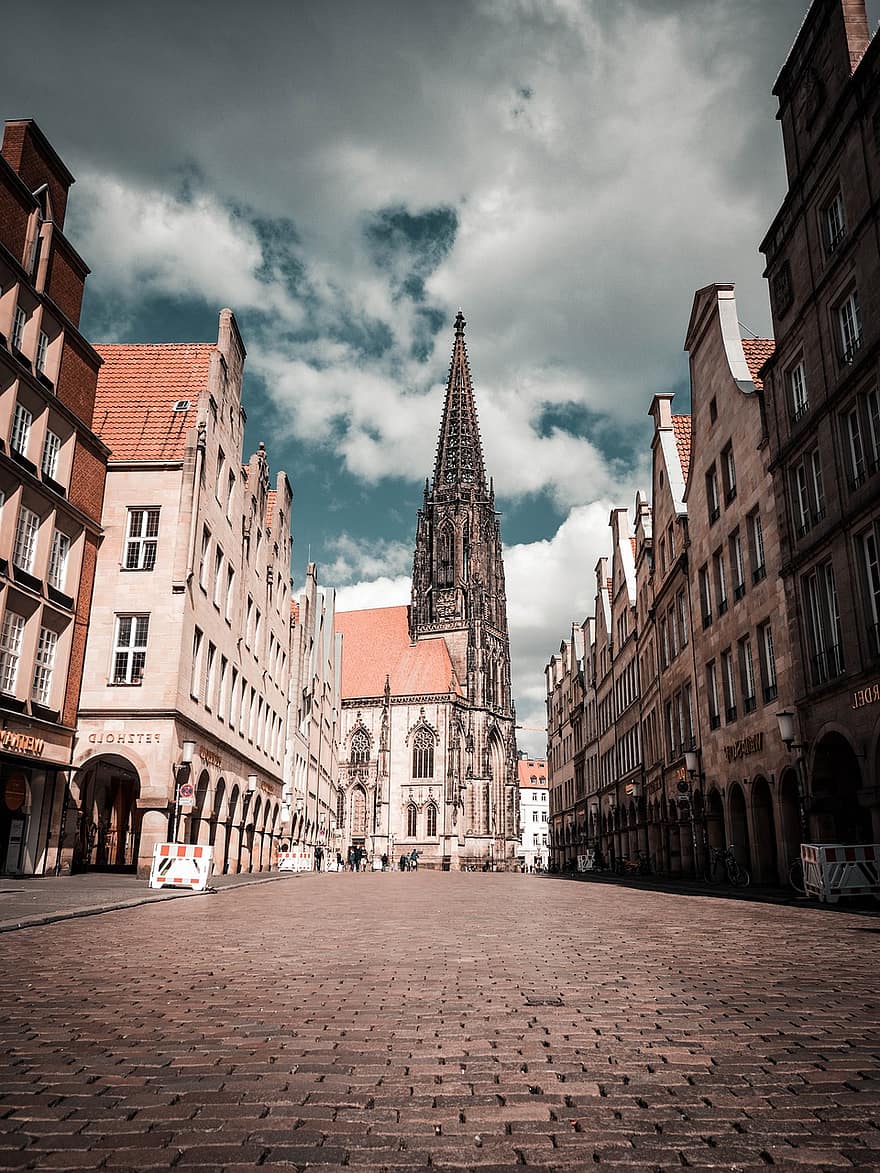 Münster, Church, City, Buildings, Landmark, Gothic, Steeple, Architecture