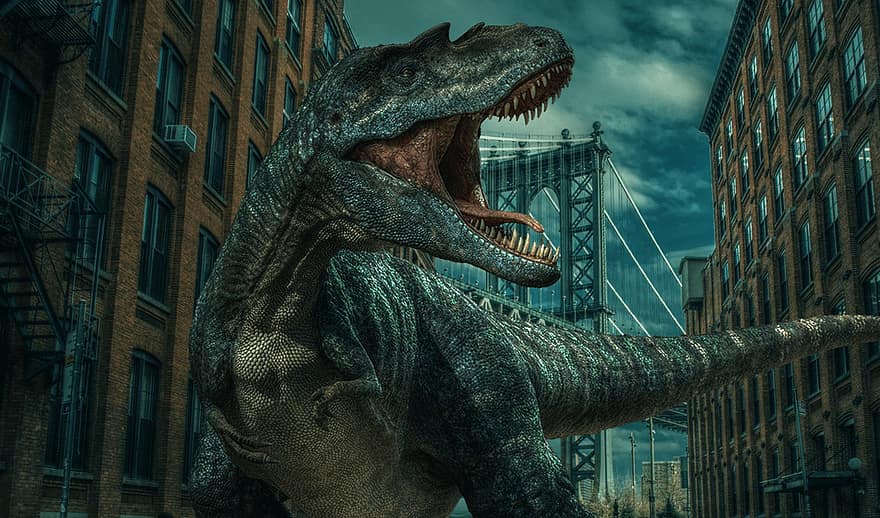 t-rex, τυρανόσαυρος Ρεξ, δεινόσαυρος, έργα τέχνης, sci-fi