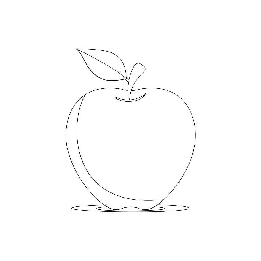 яблуко, малювання, дизайн, значок, силует, їжа, здоровий