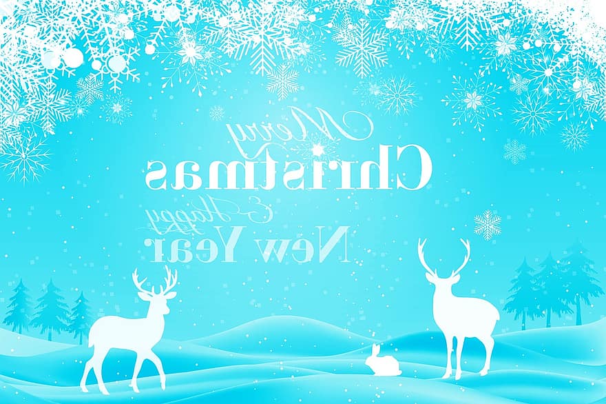 glædelig jul, festival, hilsen, glimte, blå, sne, snefnug, nytårsdag, fond, kort, postkort