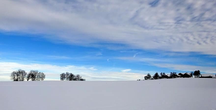 Winter Landscape, Snow Landscape, Snow, Winter, Field, Hill, Scenic, Panorama, Alpine Foothills, Alps