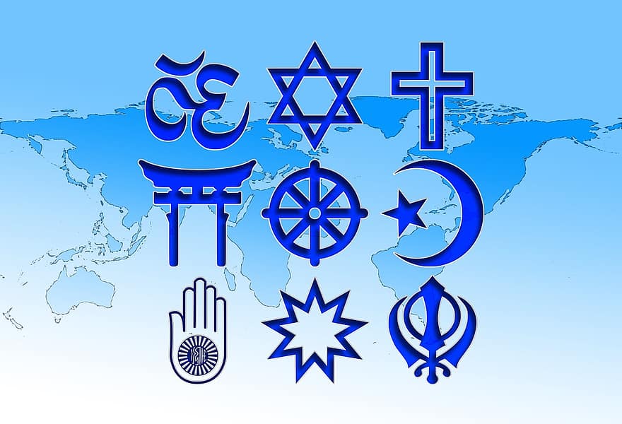 धर्म, आस्था, ईसाई धर्म, इसलाम, हिन्दू धर्म, बुद्ध धर्म, यहूदी धर्म, नया जमाना, परमेश्वर, बराबरी का, वैध