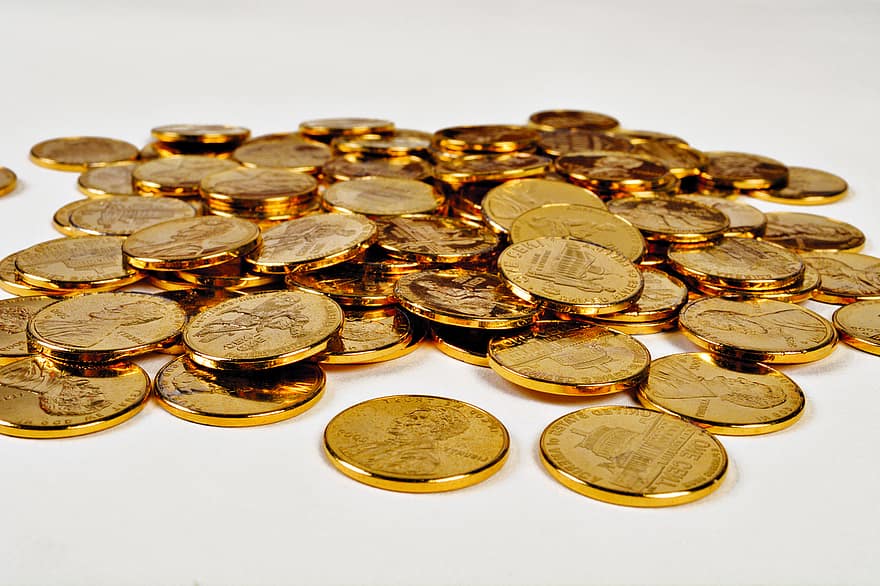 emas, koin, uang, mata uang, kekayaan, keuangan, perbankan