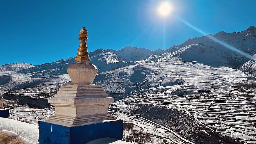 sol, muntanyes, monument, edificis, llum solar, naturalesa, neu, hivern, fred, paisatge, Muntanya Yarlashambu