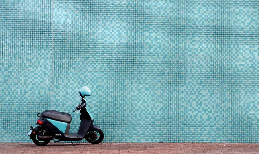 mur, vélomoteur, scooter, moto, Contexte, rue, scooter de moteur, transport, bleu, mode de transport, arrière-plans