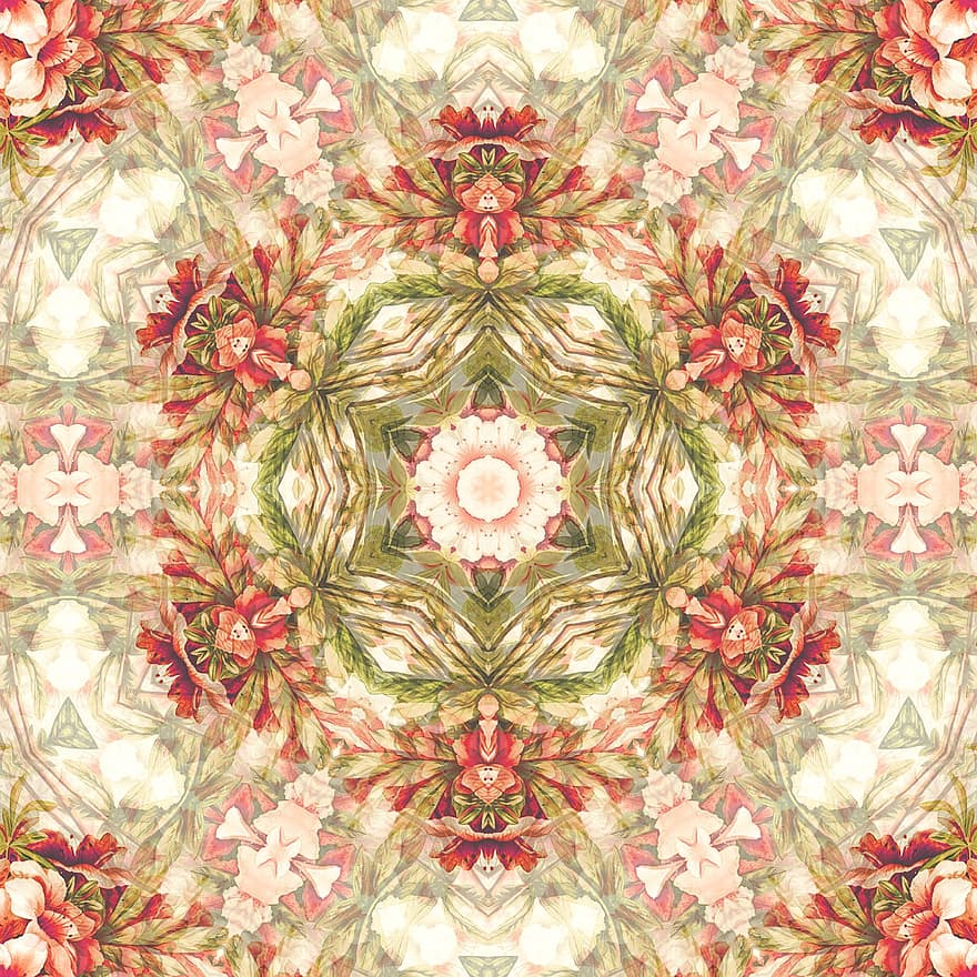kalejdoskop, floral baggrund, Rosace baggrund, fliser mønster