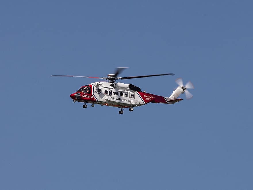 elicopter, paza de Coasta, salvare, zbor, ambulanță aeriană, de urgență, medical, aviaţie, transport