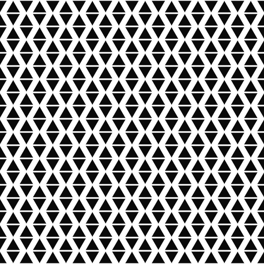 triangel, sømløs, mønster, bakgrunn, abstrakt, monokrom, svart og hvit, svart, hvit, design, motiv
