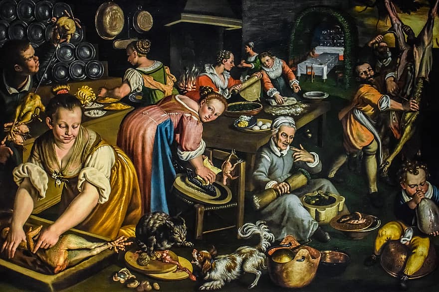 vincenzo campi, Cucina, pictură, artă, 1580, celebru, renaştere, artist, pictor italian, pinacoteca di brera, milano