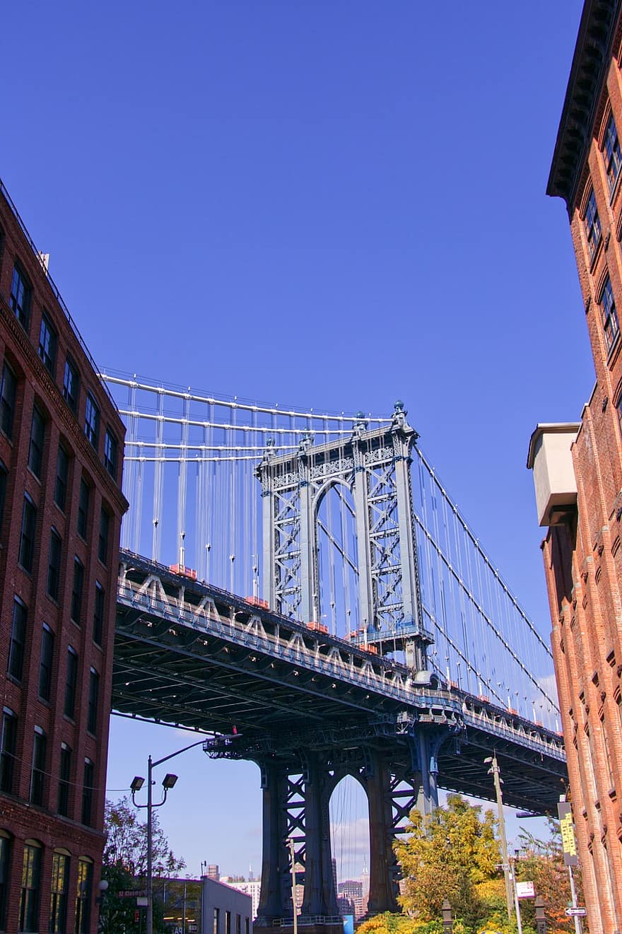 Manhattan, híd, város, építészet, New York, USA, Egyesült Államok