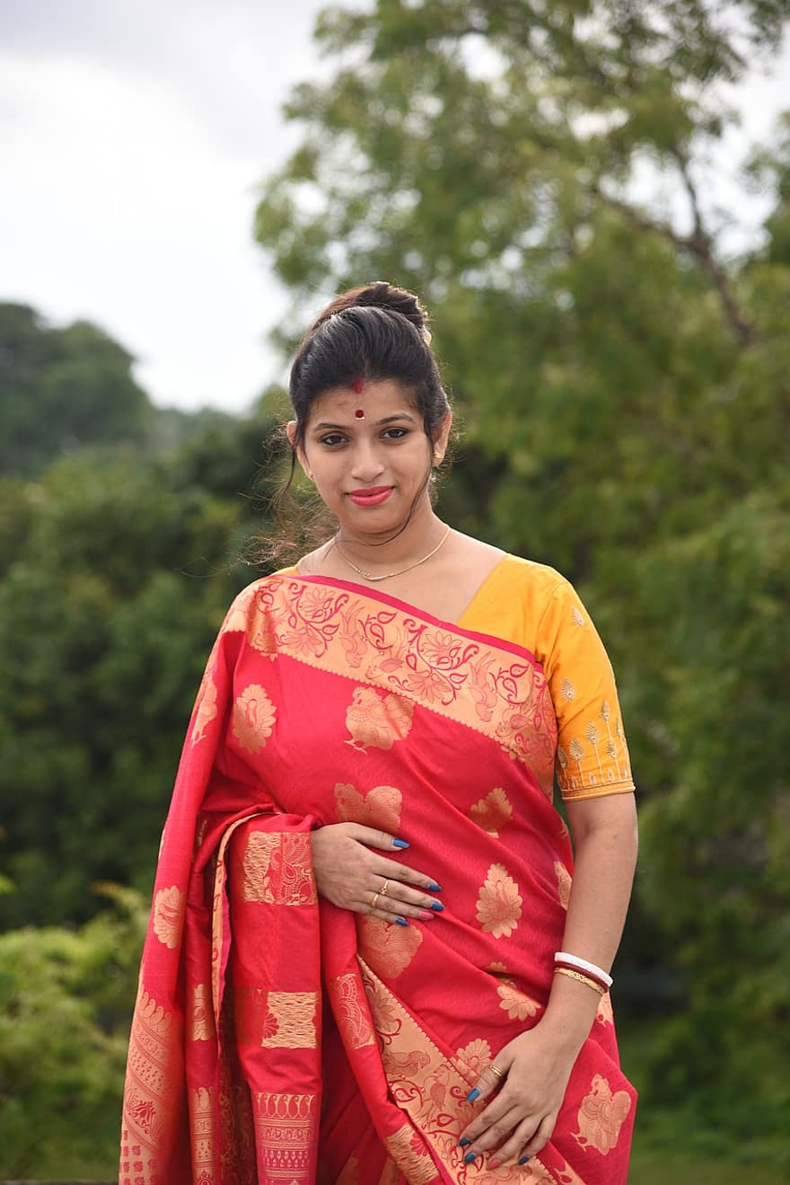 Bengálská žena, tradiční oblečení, indiánka