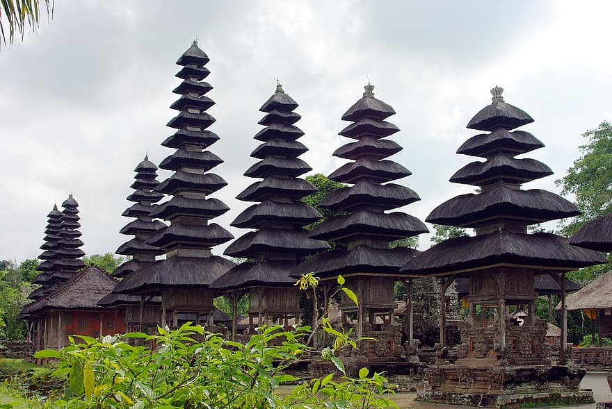 bali, templomok, tropikus, sziget, Mengwibe, kunyhók, pagodák