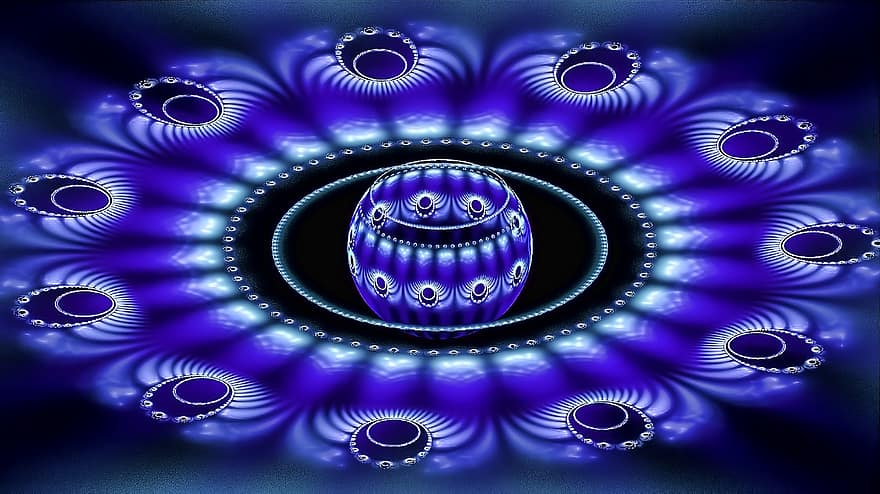 fractal, μπλε, σφαίρα, 3d, πρότυπο, υφή, φαντασία, fractal art, γεωμετρικός, μπλε τέχνη, μπλε υφή