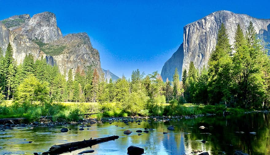 berg-, klif, meer, Yosemite Nationaal Park, Nationaal Park, landschap, natuur, Verenigde Staten, merrie, het water