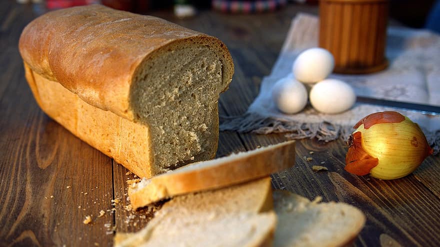 un pan, pan, cuchillo, desayuno, sano, casa, panadería, horneado, harina