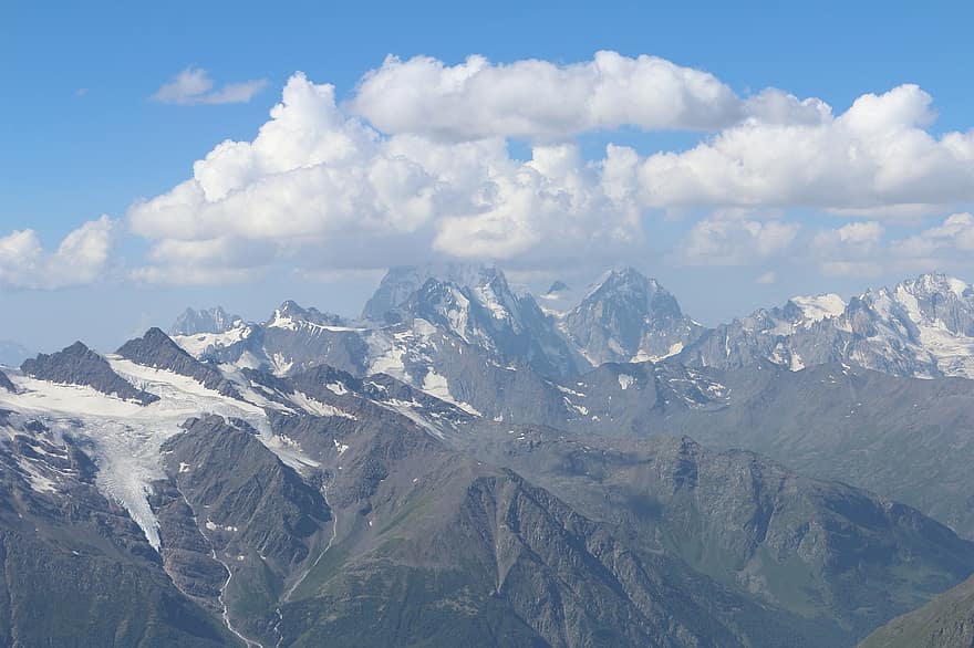 природи, Кавказ, гори, краєвид, подорожі, росія, гірський, туризм, небо, хмари, архиз