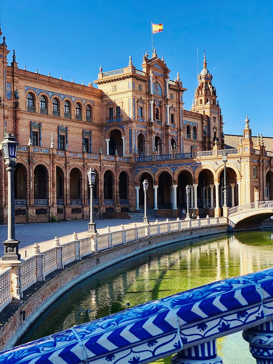rakennus, arkkitehtuuri, maamerkki, matkailukohde, historiallinen, espanjalainen aukio, plaza de espana, andalucia, seville, Andalusia