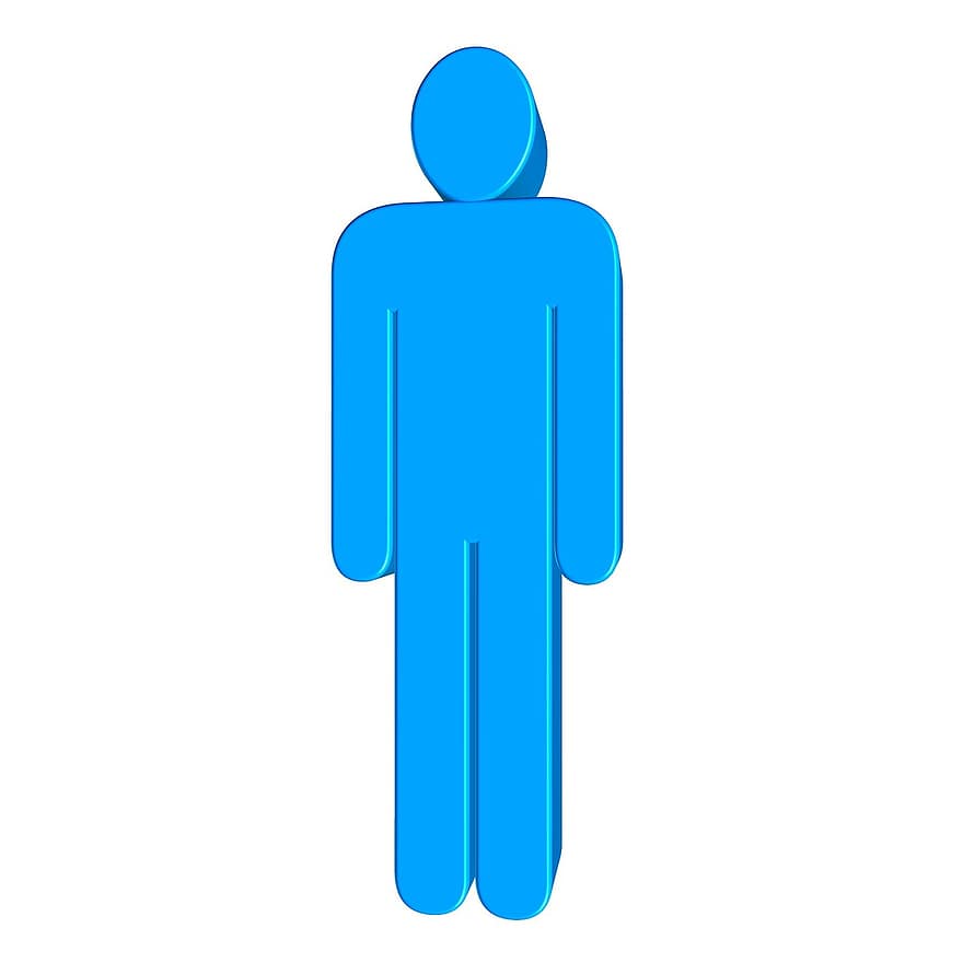 Mann, mann, silhouette, kropp, figur, tredimensjonal, 3d, blå