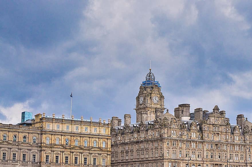 monument, arquitectura, Edimburgo, cel, núvols