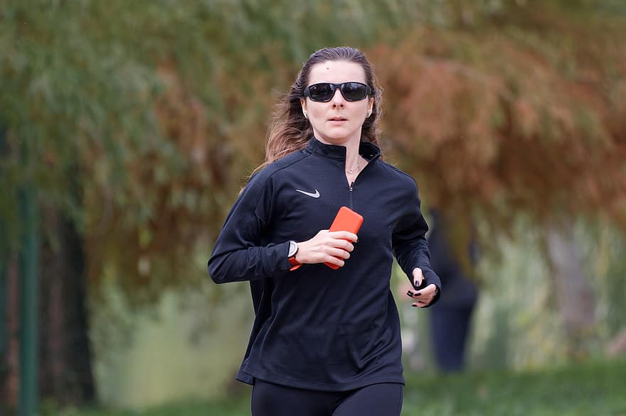 жена, фитнес, упражнение, уелнес, бягане, на открито, бягане за здраве, слънчеви очила