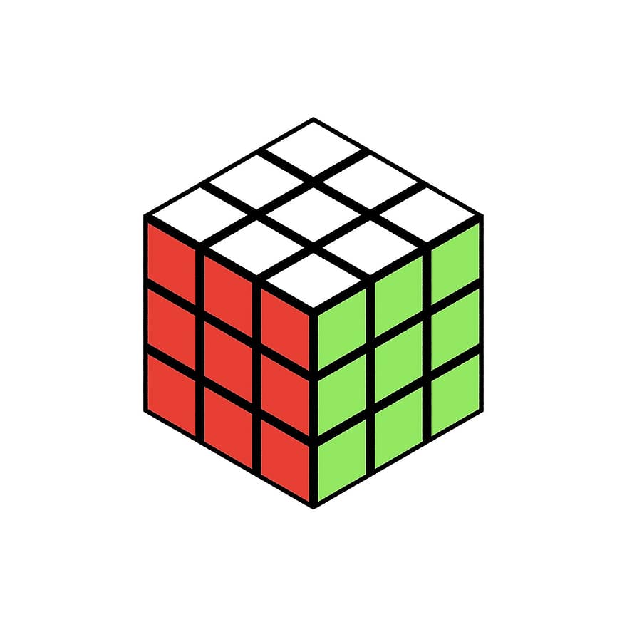 Cubo de rubik, isometrico, cubo, plano