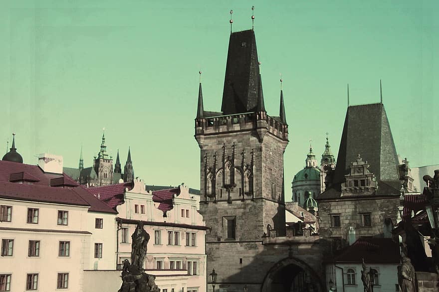 Praha, bygninger, årgang, gammel, gamle bygninger, by, gammel by, arkitektur