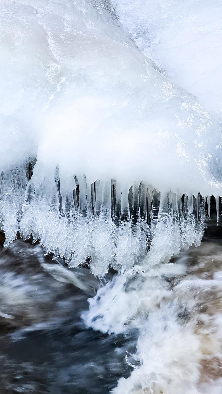 Ice, River, Icy, Winter, Water, Snow, Icicles, Cold, Rapids, wave, men