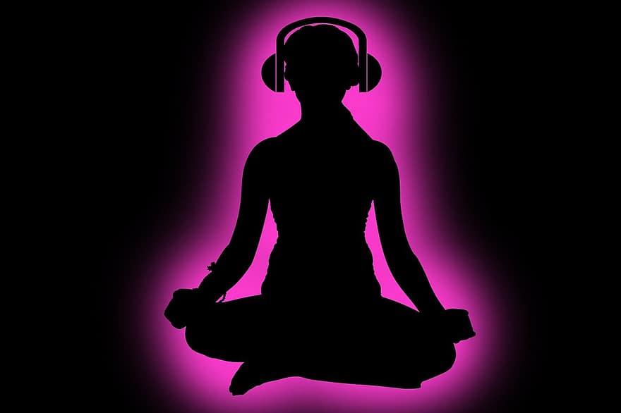 meditación, auriculares, zen, música, relajación, yoga, meditando, relajarse, armonía, concentración, equilibrar