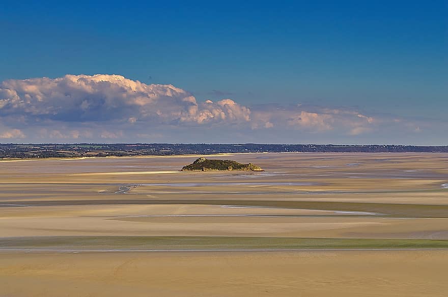 mont saint michel, dafin, plajă, nisip, insulă, peisaj, mare, Normandia