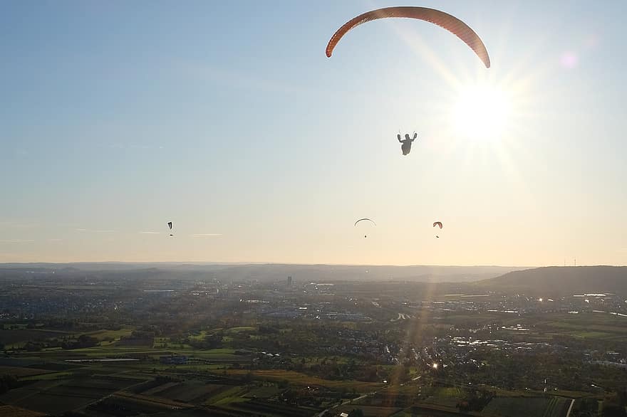 paragliding, vliegend, parachute, paraglider, het glijden, extreme sporten