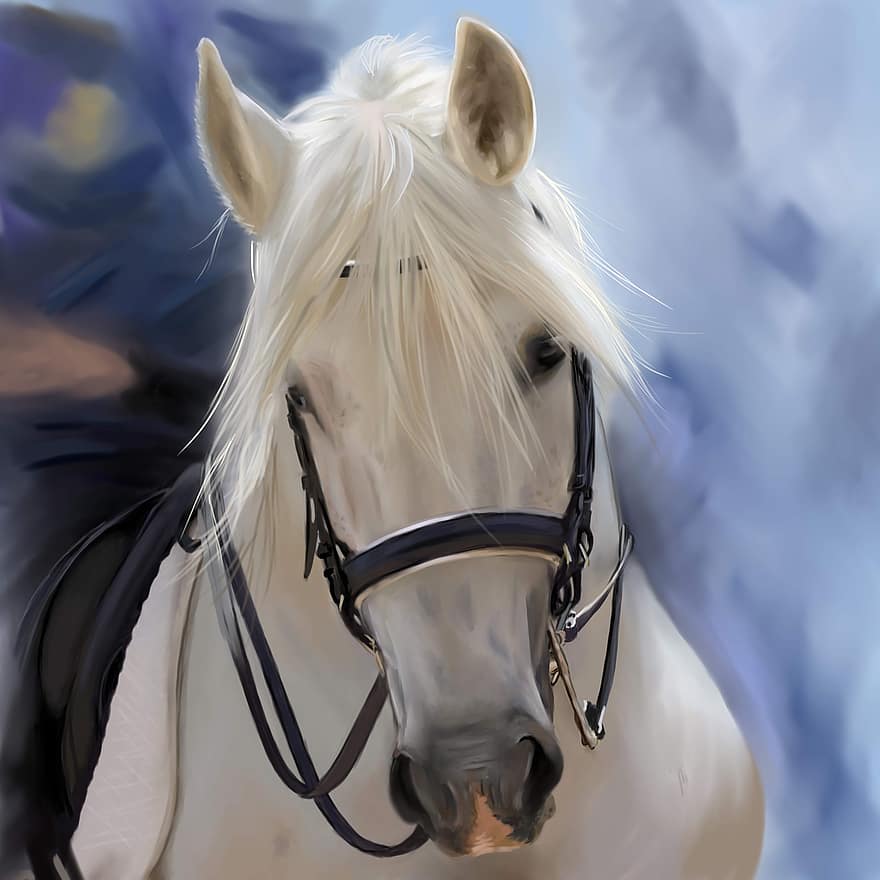 cabeça de cavalo, cavalos, pintura, natureza, panorama, cavalo, realeza-, fauna, animal